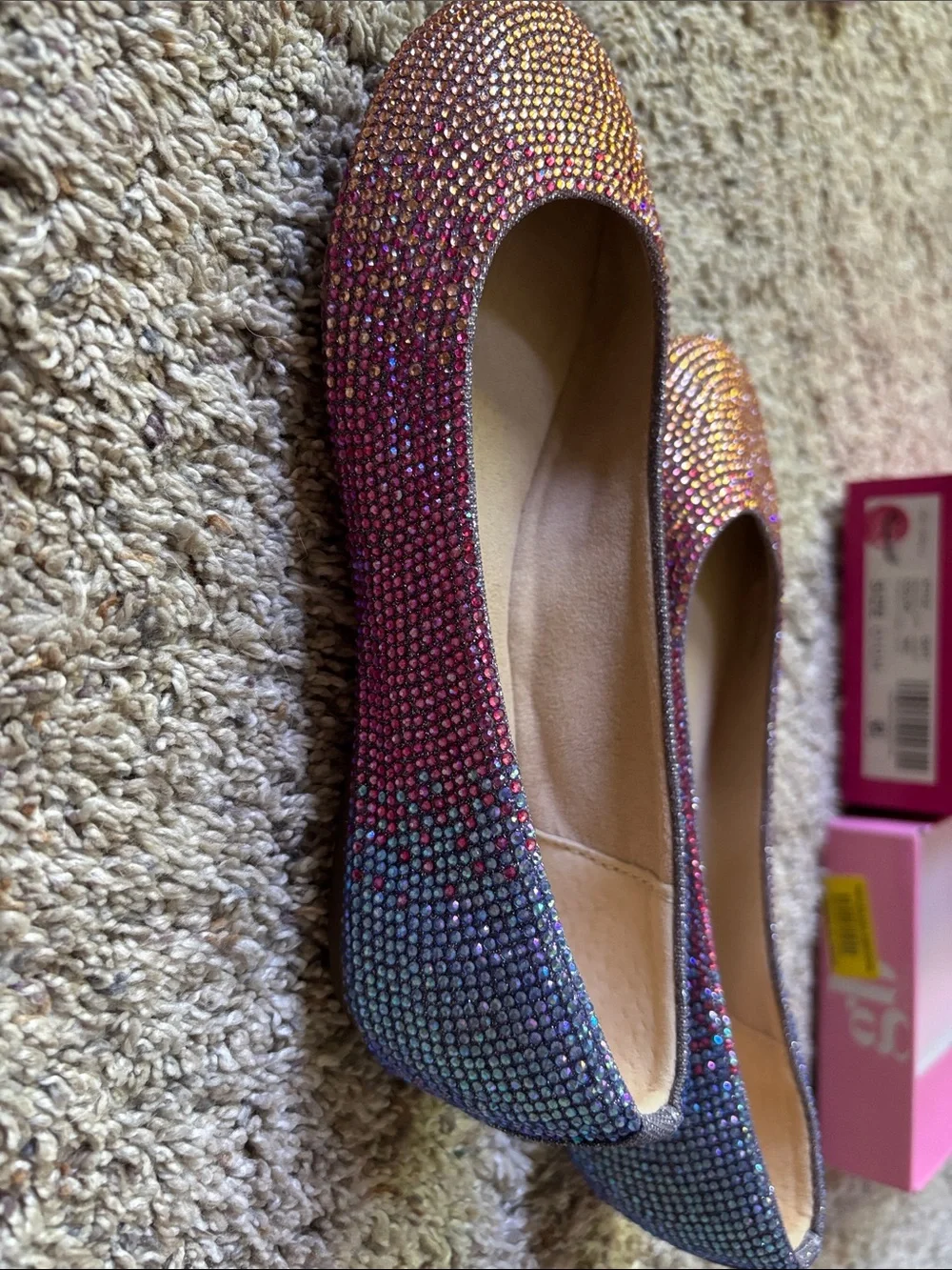 GB girls Pink Iridescent Crystal Ballet Flats size 1